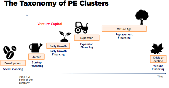 The taxonomy of PE clusters